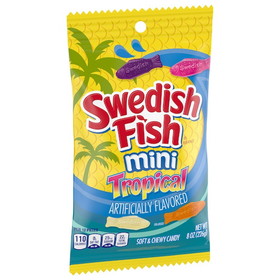 Swedish Fish Soft Candy Tropical Fat Free, 8 Ounce, 12 per case