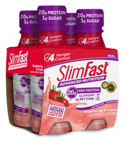 Slimfast Advanced Nutrition Ready To Drink Strawberries N' Cream Shake 11 Ounce Per Bottle - 4 Per Pack - 3 Per Case