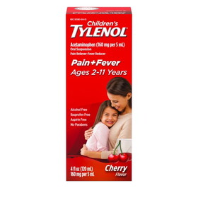 Tylenol Children's Cherry Children's Suspension, 4 Fluid Ounces, 3 Per Box, 12 Per Case