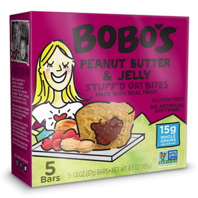 Bobo's Oat Bars Gluten Free, Vegan Peanut Butter &amp; Jelly Bites, 0.41 Pounds, 6 per case