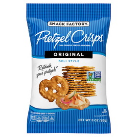 Pretzel Crisps Original Deli Style Thin Crunchy Pretzel Crackers Bag, 3 Ounces, 8 per case