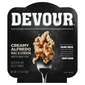 Devour Single Serve Mac N Cheese Alfredo &amp; Bacon, 4.1 Ounces, 6 per case
