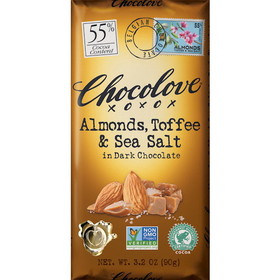 Chocolove Almonds Toffee Sea Salt Dark Chocolate, 3.2 Ounces, 12 per case