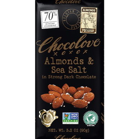 Chocolove Almonds Sea Salt Strong Dark Chocolate, 3.2 Ounces, 12 per case