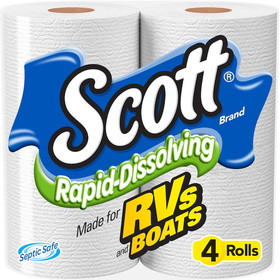 Scott Rapid Dissolve Double Roll Toilet Paper 4 Pack, 924 Count, 12 per case