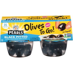 Pearls Olives To Go Black Pitted Olives Cup, 4.8 Ounces, 6 per case
