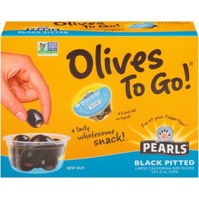 Pearls Olives To Go Black Ripe Olive Cups, 1.2 Ounces, 8 per case
