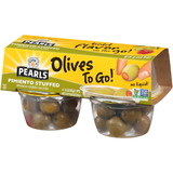 Pearls Olives To Go Manzanilla Pimento Stuffed Olive Cup, 6.4 Ounces, 6 per case