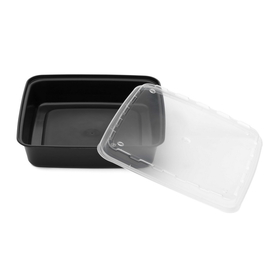 Cubeware 48Oz Square Black Container With Clear Vented Lid
