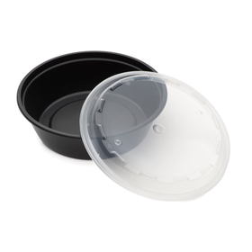 Cubeware 24Oz Round Black Container With Clear Vented Lid