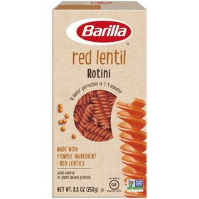Barilla Legume Red Lentil Gluten Free Vegetarian Non-Gmo Rotini Pasta 8.8 Ounces Per Pack - 10 Per Case