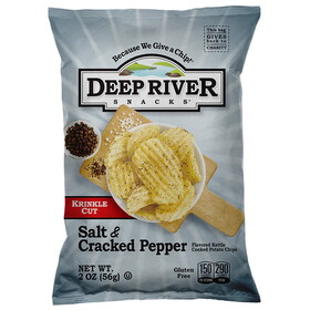 Deep River Snacks Kettle Potato Chip Cracked Pepper &amp; Salt, 2 Ounces, 24 per case