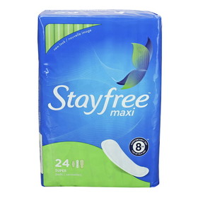 Stayfree Maxi Pads Super, 24 Count, 6 per case