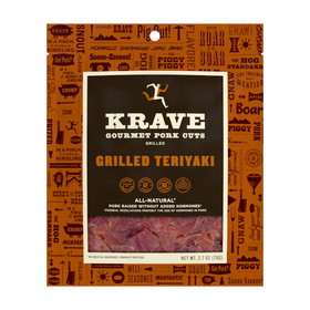 Krave Gourmet Grilled Teriyaki Pork Cuts, 2.7 Ounces, 8 per case