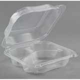 Genpak - Hinged Hinged Container 3 Compartment Clear Large, 75 Each, 2 per case