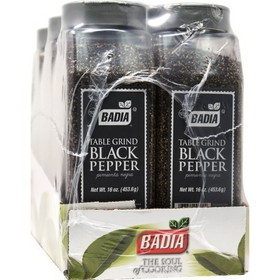 Badia Pepper Black Table Grind Rollermill 16 Ounce Bottle- 6 Per Case