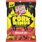 Slim Jim Pork Rinds Squealin' Hot Fried Snacks 2 Oz. Bag 12-Count
