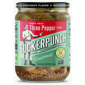 Sucker Punch 3 Pepper Fire Pickle Spears, 24 Fluid Ounces, 6 per case