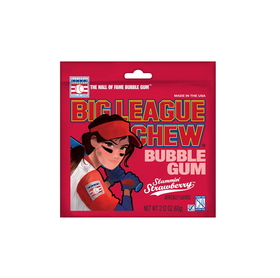 Big League Chew Strawberry Girl Pouch, 2.12 Ounces, 12 per box, 9 per case