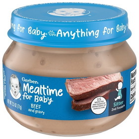 Gerber 2Nd Foods Beef And Gravy Puree Baby Food Jar, 2.5 Ounce, 10 per case