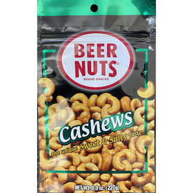 Beer Nuts Cashew Stand Up Pouch, 8 Ounces, 6 per case