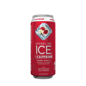 Sparkling Ice FG00316 Sparkling Ice +Caffeine Cherry Vanilla Naturally Flavored Sparkling Water With Antioxidants And Vitamins Zero Sugar 16Oz Cans (Pack Of 12)