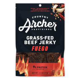 Country Archer Jerky Co Crushed Red Peppers Beef Jerky Fuegfueg, 2.5 Ounces, 12 per case