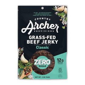 Country Archer Jerky Co Zero Sugar Classic Beef Jerky, 2 Ounces, 12 per case