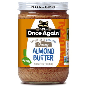 Once Again Nut Butter Smooth Almond Butter No Salt, 16 Ounces, 6 per case