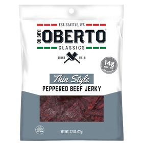 Oberto Thin Style Peppered Beef Jerky, 2.7 Ounces, 8 per case