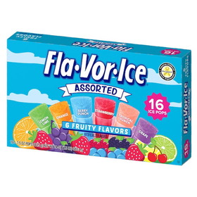 Flavor Ice Lemon Lime, Orange, Berry Punch, Strawberry, Tropical Punch, And Grape Assorted Freezer Bars, 16 Count, 12 per case