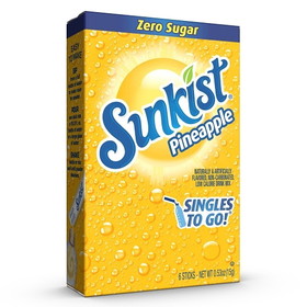 Sunkist 32405 Pineapple Drink Mix Singles 12-6 Count