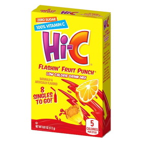 Hi-C Flashin' Fruit Punch Low Calorie Drink Mix Singles To Go, 8 Count, 12 per case