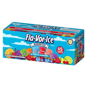 Flavor Ice Giant Lemon Lime, Orange, Berry Punch, Strawberry, Tropical Punch, And Grape Assorted Freezer Bars, 5.5 Ounce, 45 per case