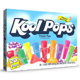 Kool Pops Assorted Freezer Pops - Watermelon, Tropical, Berry, Cherry, Orange, Grape, Strawberry, & Lemon Lime, 20 Count, 16 per case