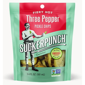 Suckerpunch Gourmet 3 Pepper Fire Pickle Chip Pouch, 3.4 Fluid Ounces, 12 per case