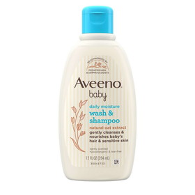 Aveeno Baby Daily Wash &amp; Shampoo Lightly Scented, 12 Fluid Ounces, 3 per box, 4 per case