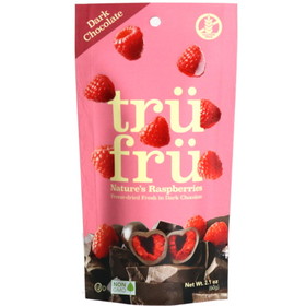 Tru Fru Hyper-Dried Grab &amp; Go Hyper-Dried Real Raspberry In Dark Chocolate, 2.1 Ounces, 12 per case