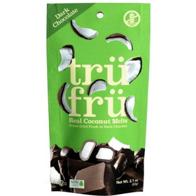 Tru Fru Hyper-Dried Grab &amp; Go Hyper-Dried Coconut Melts In Dark Chocolate, 2.1 Ounces, 12 per case