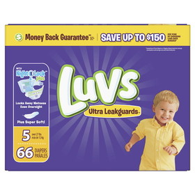 Luvs Leak Protection Diapers Size 5, 66 Count, 1 per case