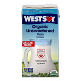 Westsoy Unsweetened Plain Soy Milk, 64 Ounces, 8 per case