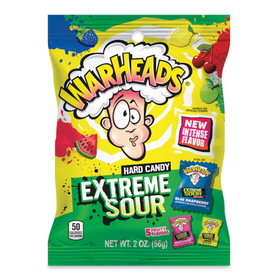 Warheads Xtreme Sour Hard Candy Peg Bag, 2 Ounces, 12 per case