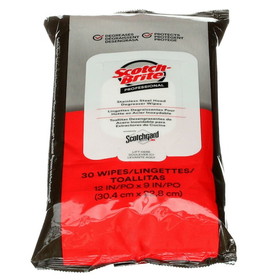 3M 7100233381 Scotch Brite Stainless Steel Hood Degreaser Wipes, 1 Count, 6 per case