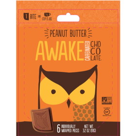 Awake Chocolate Bites Peanut Butter Milk Chocolate, 6 Count, 10 per case