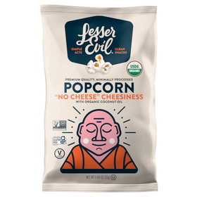Lesserevil Organic Popcorn No Cheese, 0.88 Ounces, 18 per case