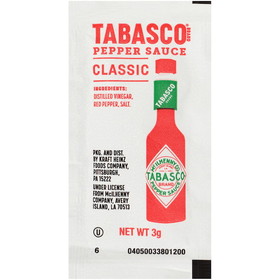Tabasco Pepper Sauce Portion Pack, 3 Milileter, 200 per case