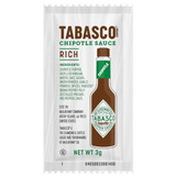 Tabasco Chipotle Pepper Sauce Portion Pack, 3 Milileter, 200 per case