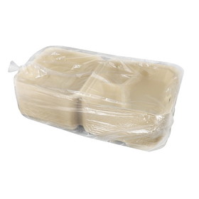 Tellus 9" X 9" 3 Compartment Clamshell No Pfas Added, 50 Each, 4 Per Case