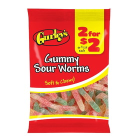 Gurley's Foods 16294 2 For $2 Gummy Sour Worms 2-3 Pound Two, 3.75 Each, 12 per case