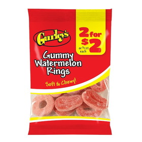 Gurley's Foods 16295 2 For $2 Gummy Watermelon Rings, 3.25 Ounces, 12 per case